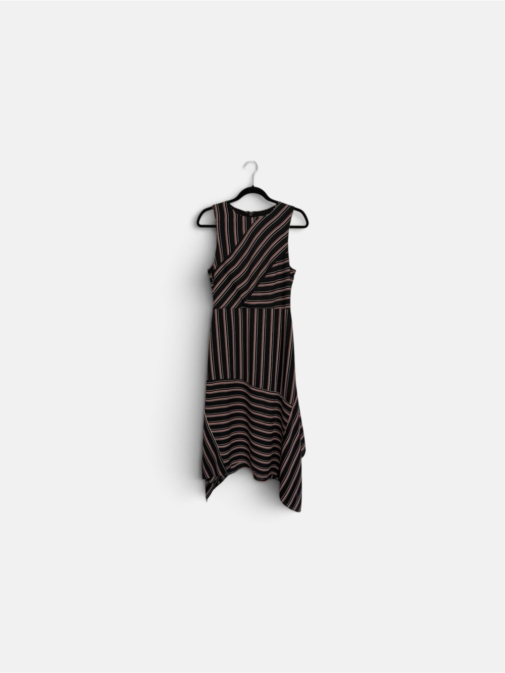 Chelsea28 Striped Asymmetrical Midi Dress Black Red White Size M